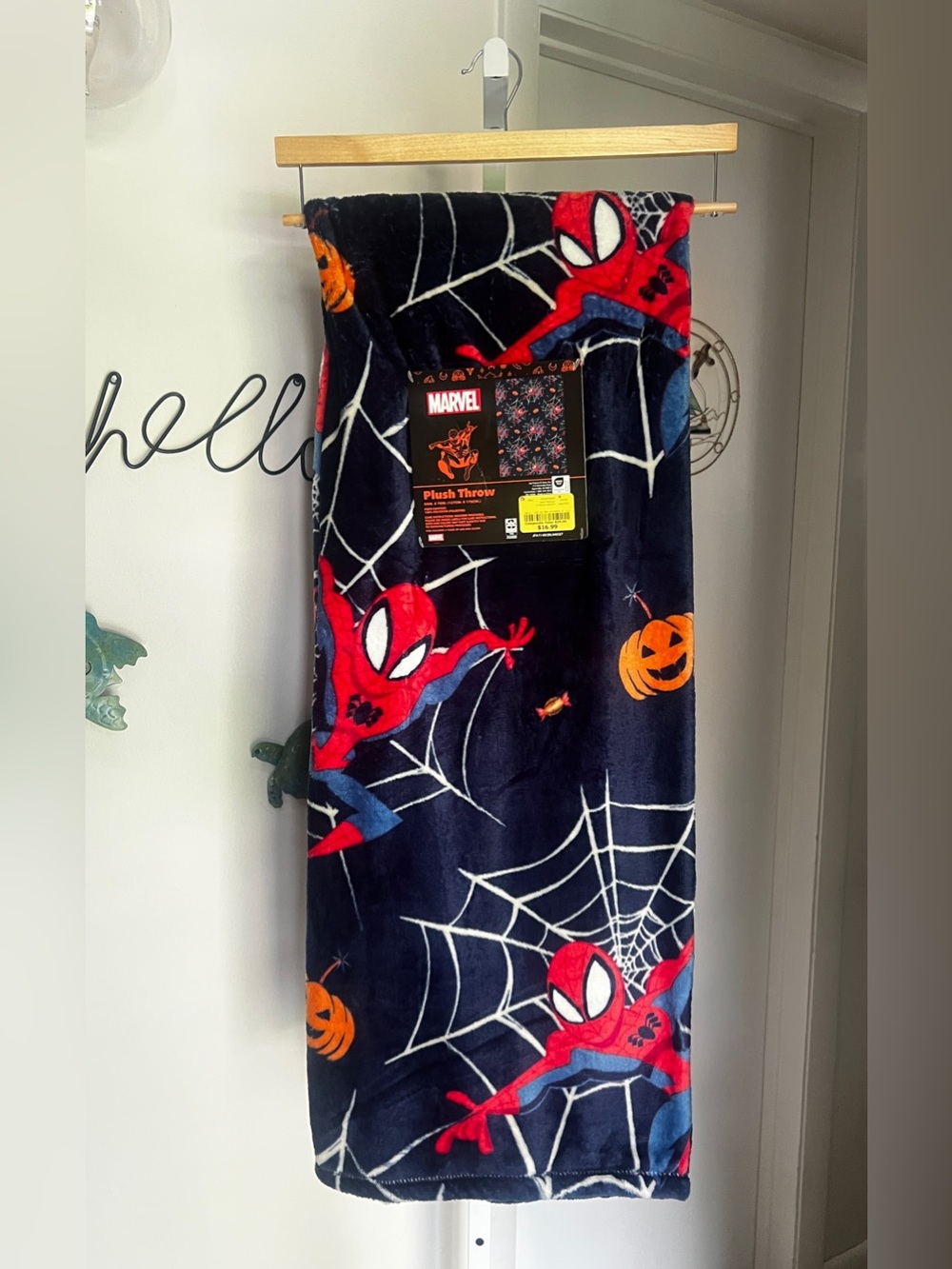 NEW Disney Marvel Spiderman Halloween Blanket 50”x70” Navy Blue